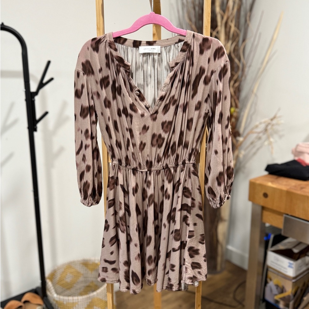 Anine Bing Kids Brown Patterned Sleeve Dress